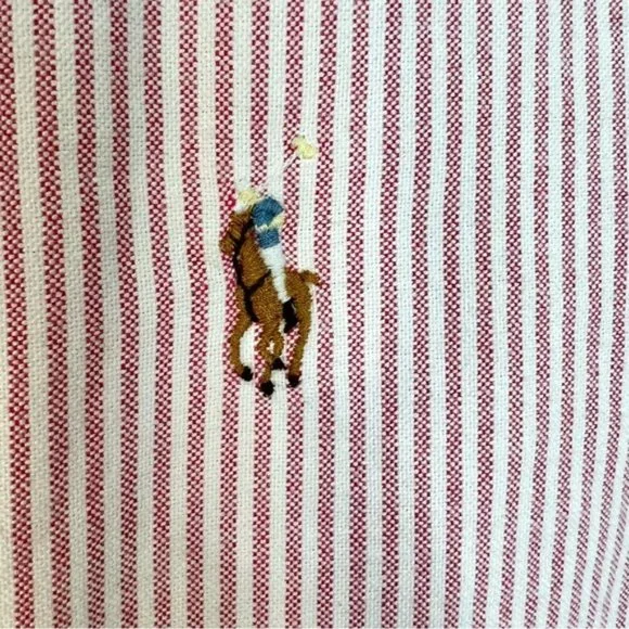 RALPH Lauren 100% cotton striped slim fit Oxford button down shirt 10 - Picture 7 of 10